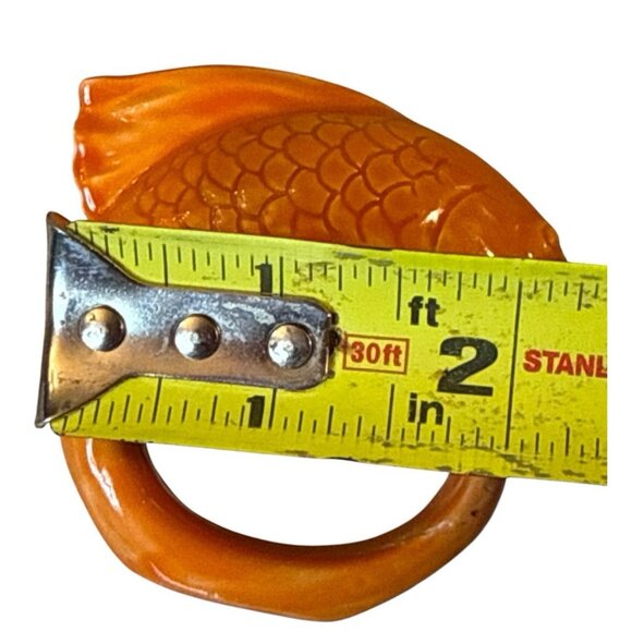 Set Of 2 Pottery Barn Bright Orange Ceramic Fish-Shaped Napkin Rings - Picture 8 of 9